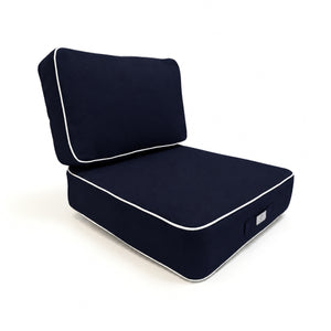 Conjunto de Cojines Premium 60x60 Azul Marino - Grueso 12cm & Acabado con Ribete