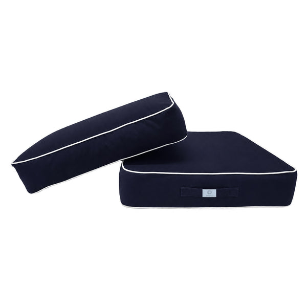 Ensemble Coussins Premium 60x60 Bleu Marine - Épais 12cm & Finition Passepoil
