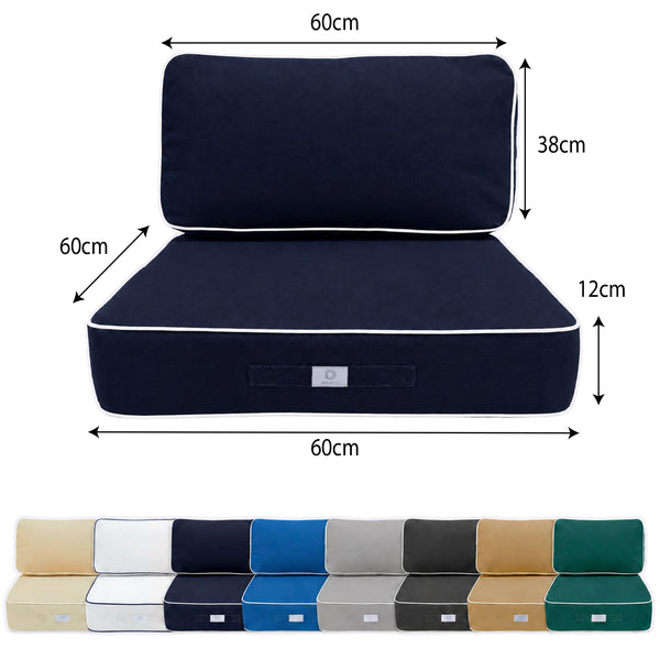Ensemble Coussins Premium 60x60 Bleu Marine - Épais 12cm & Finition Passepoil