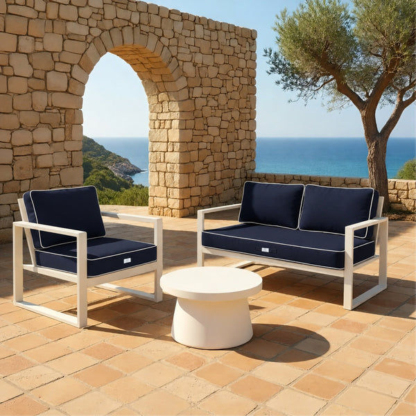 Ensemble Coussins Premium 50x50 Bleu Marine - Épais 12cm & Finition Passepoil