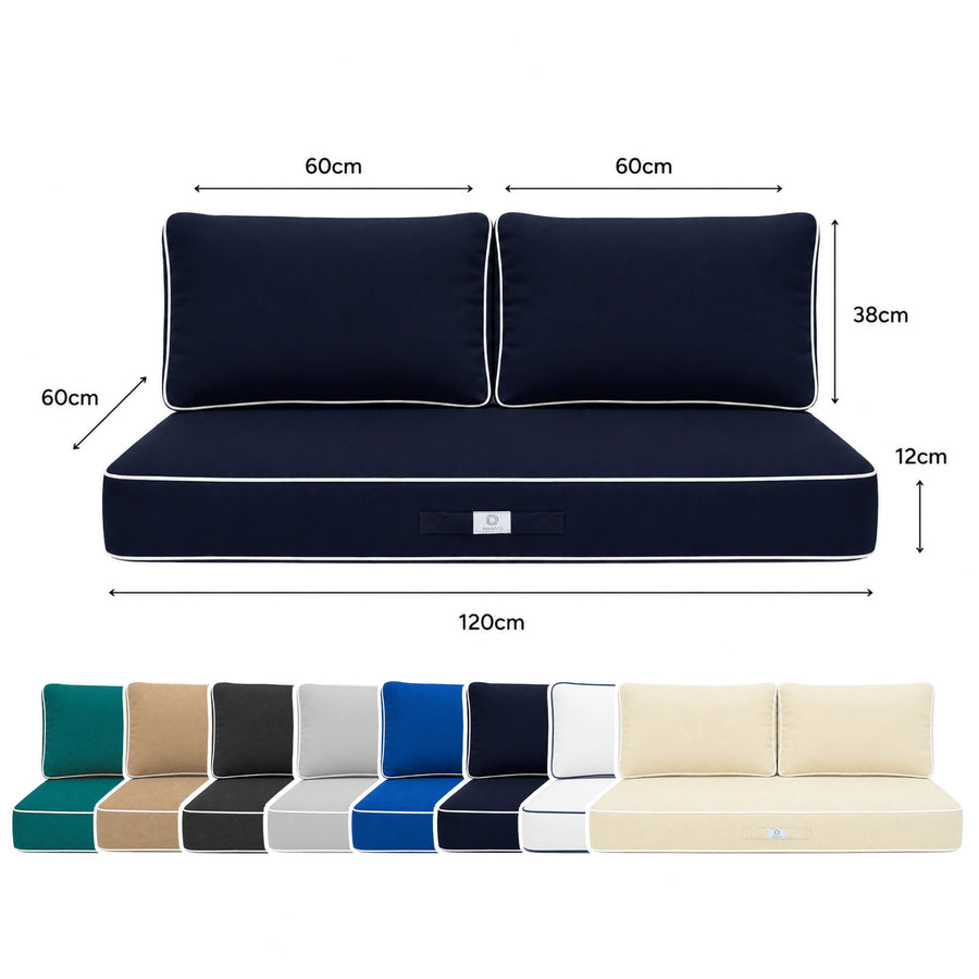 Conjunto de Cojines Premium 120x60 Azul Marino, impermeable