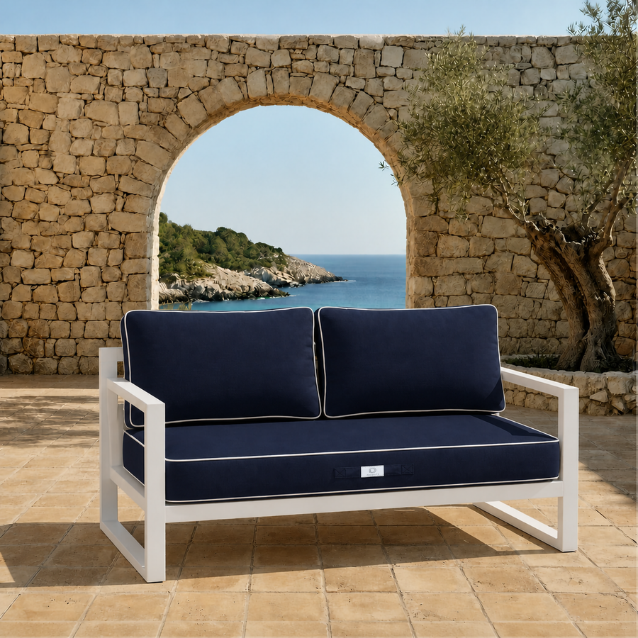 Ensemble Coussins Premium 120x60 Bleu Marine - 1 Assise + 2 Dossiers (Épais 12cm & Passepoil)