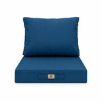 Ensemble Coussins Salon Jardin 60x60 Bleu Pétrole - Déhoussable & Anti-UV (Assise + Dossier)