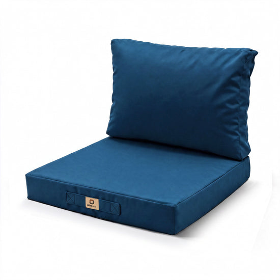 Ensemble Coussins Salon Jardin 60x60 Bleu Pétrole - Déhoussable & Anti-UV (Assise + Dossier)