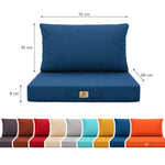 Conjunto de Cojines para Salón de Jardín 60x70 Azul Petróleo - Con Funda Extraíble & Anti-UV (Asiento + Respaldo)