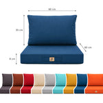 Ensemble Coussins Salon Jardin 60x60 Bleu Pétrole - Déhoussable & Anti-UV (Assise + Dossier)