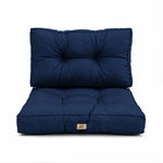Ensemble Coussins Capitonné 50x50 Bleu Pétrole - Épais 15cm & Moelleux (Assise + Dossier)