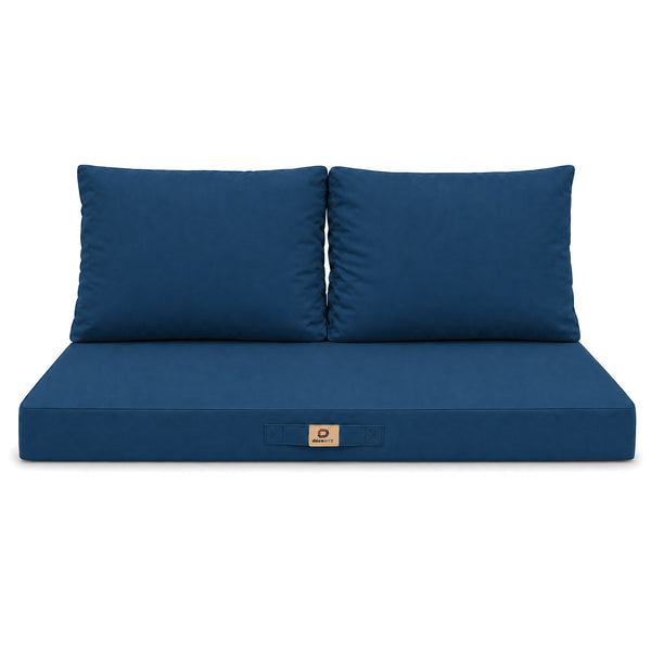 Conjunto de Cojines para Salón de Jardín 100x50 Azul Petróleo - Con Funda Extraíble & Anti-UV (1 Asiento + 2 Respaldos)