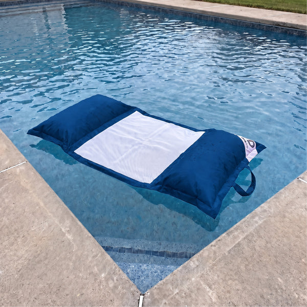 Puf Flotante para Piscina XXL 170x90 Azul Petróleo - Colchoneta de Hamaca con Perlas (Confort Adulto)