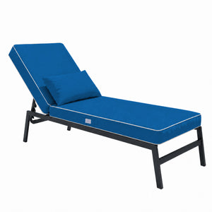Colchoneta Premium para Tumbona 190x60 Azul Real - Grueso 10cm & Reposacabezas (Funda Extraíble)