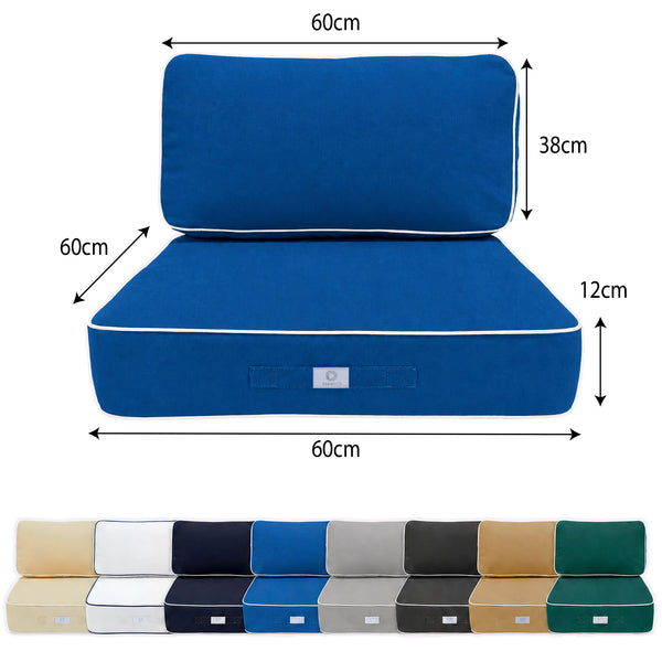 Conjunto de Cojines Premium 60x60 Azul Real - Grueso 12cm & Acabado con Ribete
