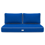 Conjunto de Cojines Premium 120x60 Azul Real - 1 Asiento + 2 Respaldos (Grueso 12cm & Passepoil)