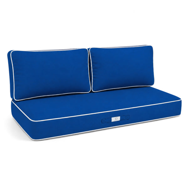 Conjunto de Cojines Premium 100x50 Azul Real - 1 Asiento + 2 Respaldos (Grueso 12cm & Passepoil)