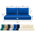 Conjunto de Cojines Premium 100x50 Azul Real - 1 Asiento + 2 Respaldos (Grueso 12cm & Passepoil)