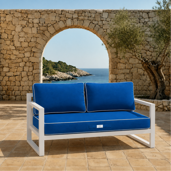Conjunto de Cojines Premium 100x50 Azul Real - 1 Asiento + 2 Respaldos (Grueso 12cm & Passepoil)