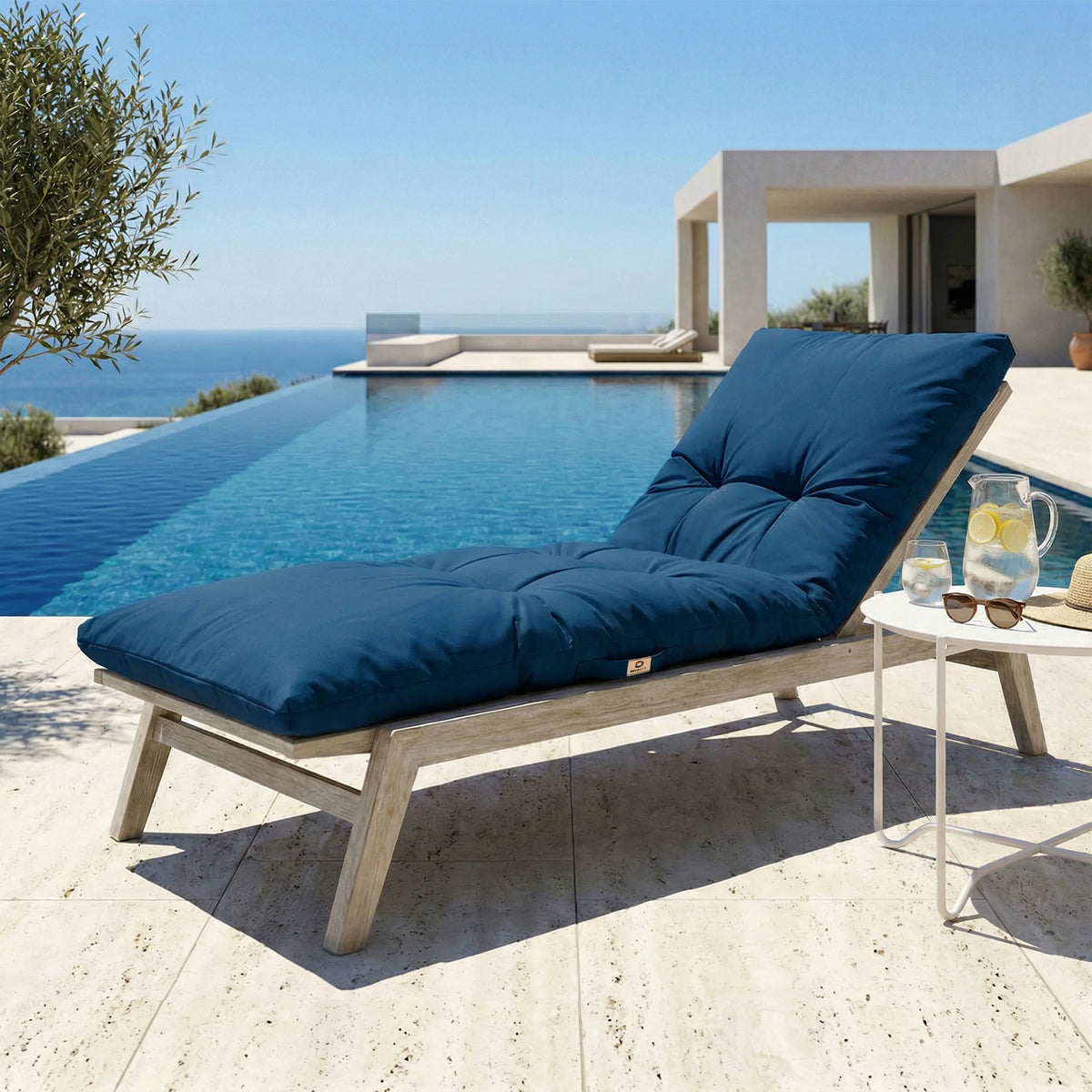 Colchoneta para Tumbona 185x60 Azul Petróleo – Grueso 12cm & Impermeable