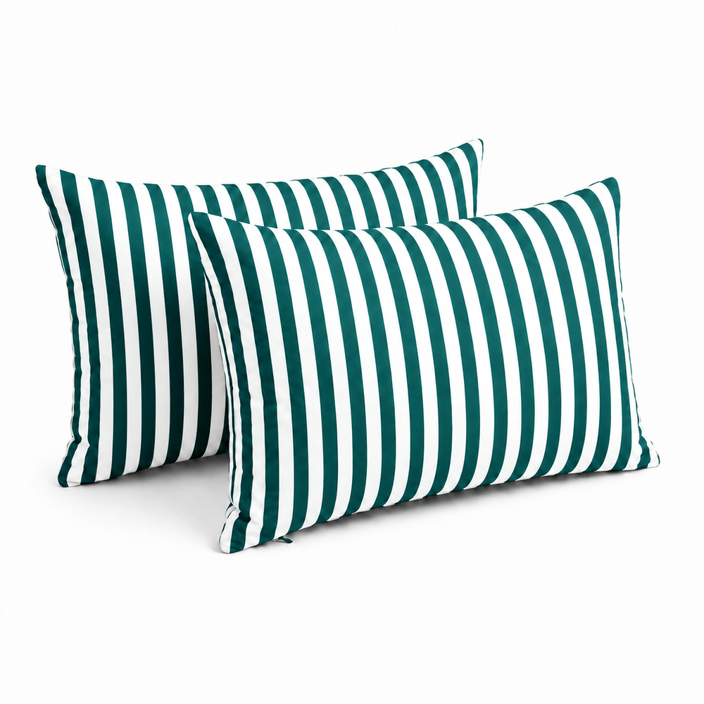 Lote de 2 Cojines Decorativos de Jardín 60x35 cm Rayas Verde – foto 2
