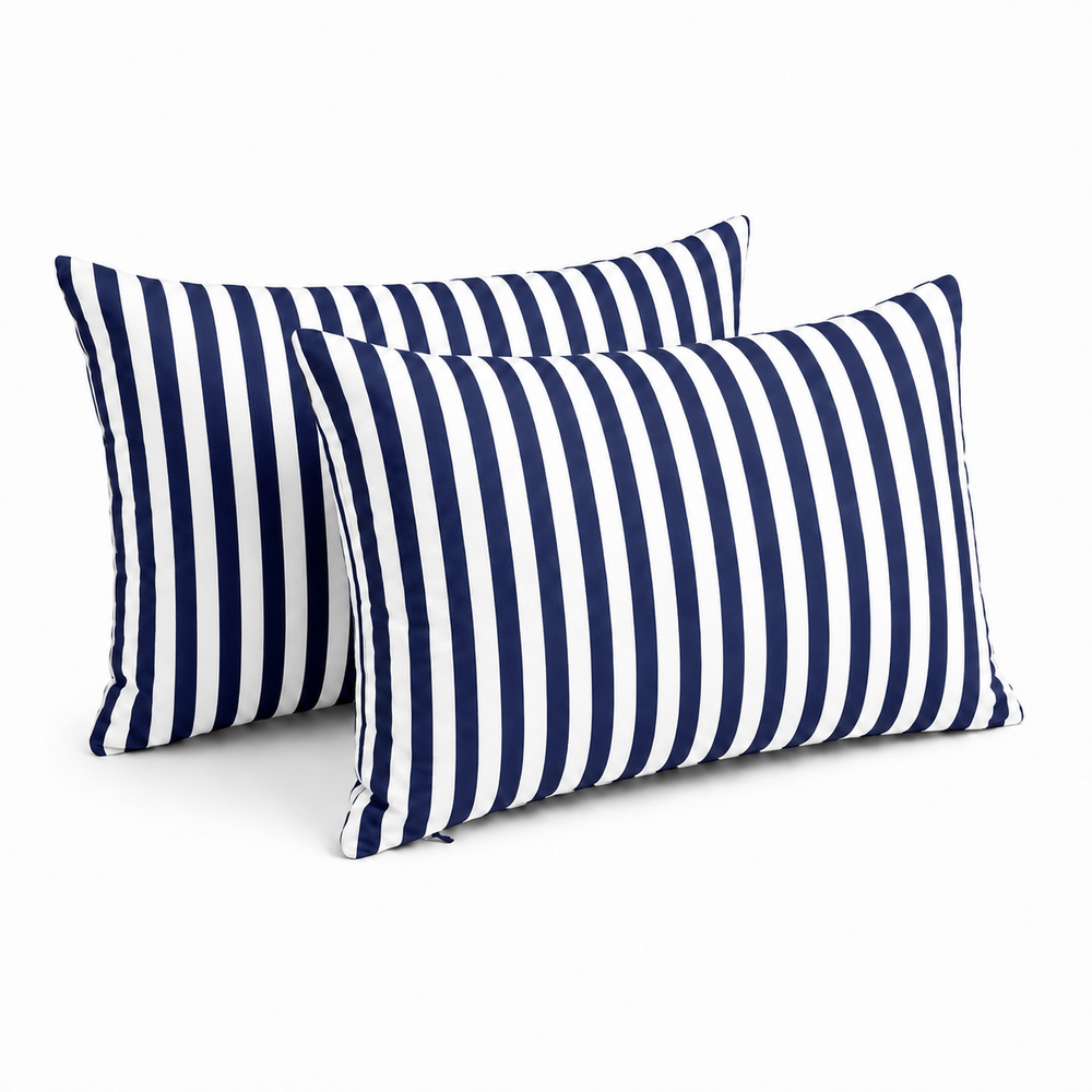 Lote de 2 Cojines Decorativos de Jardín 60x35 cm Rayas Azul Marino – foto 2