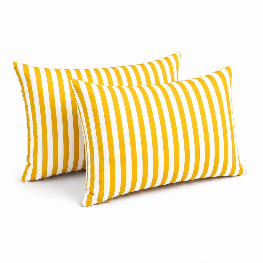 Lote de 2 Cojines Decorativos de Jardín 60x35 cm Rayas Amarillo – foto 2