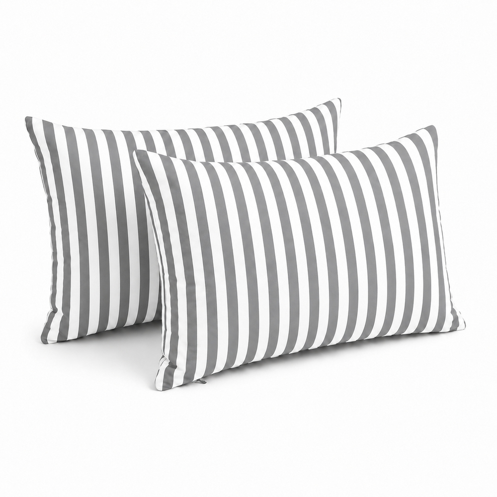 Lote de 2 Cojines Decorativos de Jardín 60x35 cm Rayas Gris Claro – foto 2