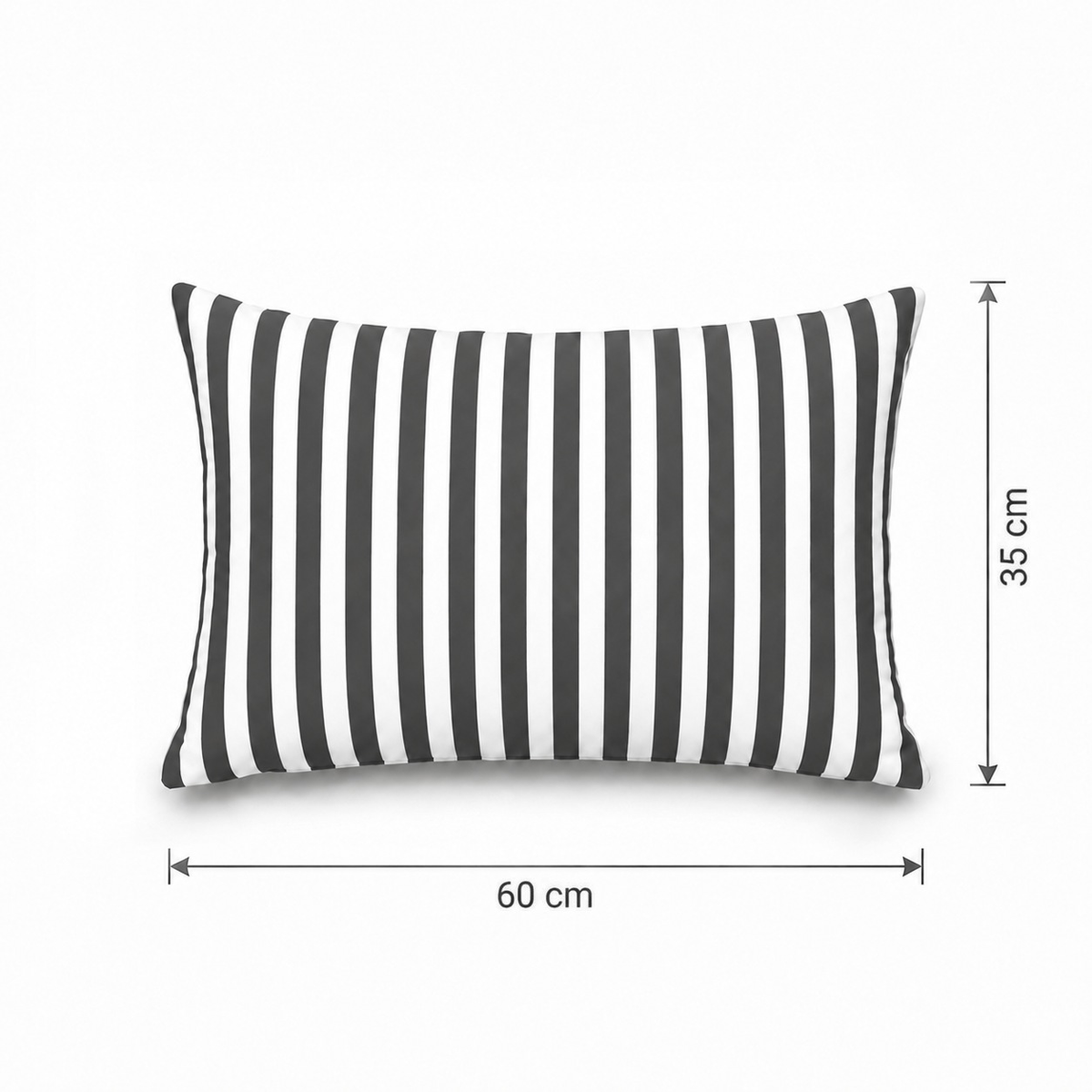 Lot de 2 Coussins d'Appoint Jardin 60x35 cm Rayure Gris Foncé - Premium 270g Déhoussable – esquema con medidas