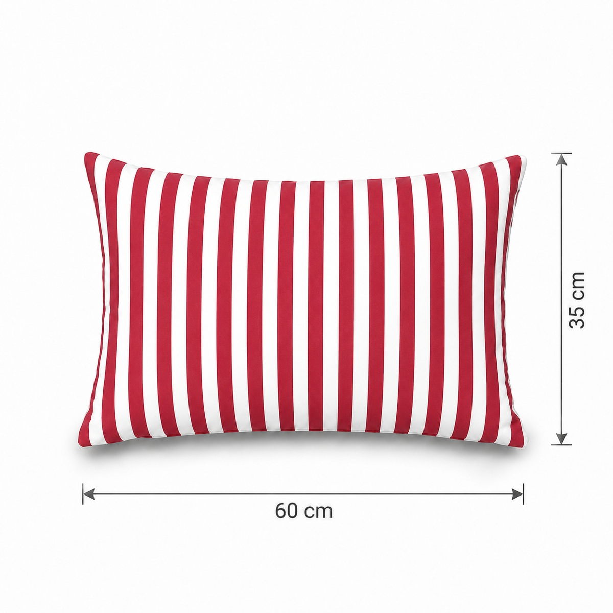 Lot de 2 Coussins d'Appoint Jardin 60x35 cm Rayure Rouge - Premium 270g Déhoussable – esquema con medidas
