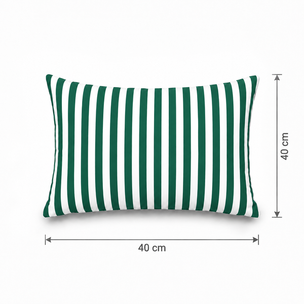 Lot de 2 Coussins d'Appoint Jardin 60x35 cm Rayure Vert - Premium 270g Déhoussable
