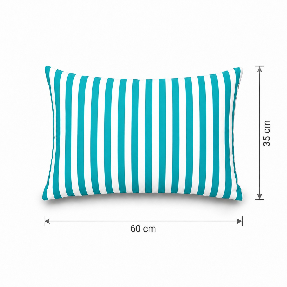 Lot de 2 Coussins d'Appoint Jardin 60x35 cm Rayure Turquoise - Premium 270g Déhoussable – esquema con medidas