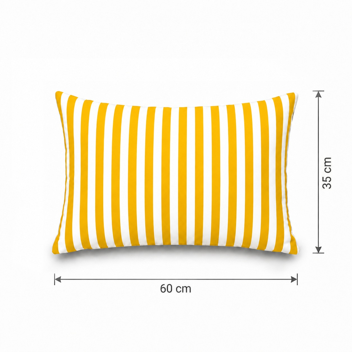 Lot de 2 Coussins d'Appoint Jardin 60x35 cm Rayure Jaune - Premium 270g Déhoussable – esquema con medidas
