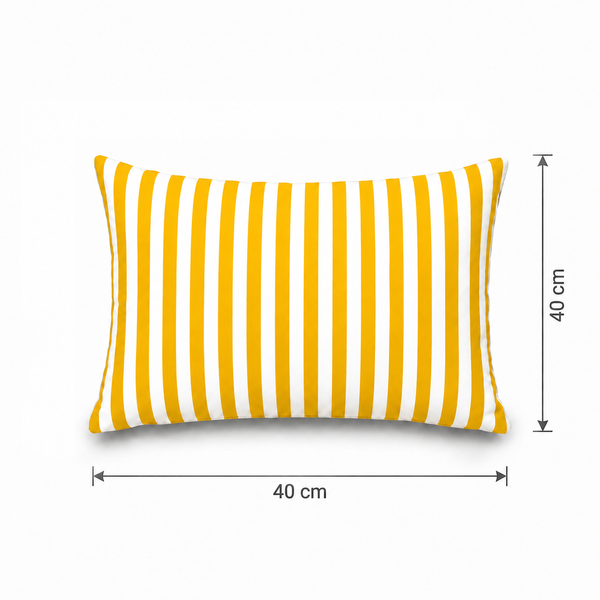 Lot de 2 Coussins d'Appoint Jardin 60x35 cm Rayure Jaune - Premium 270g Déhoussable