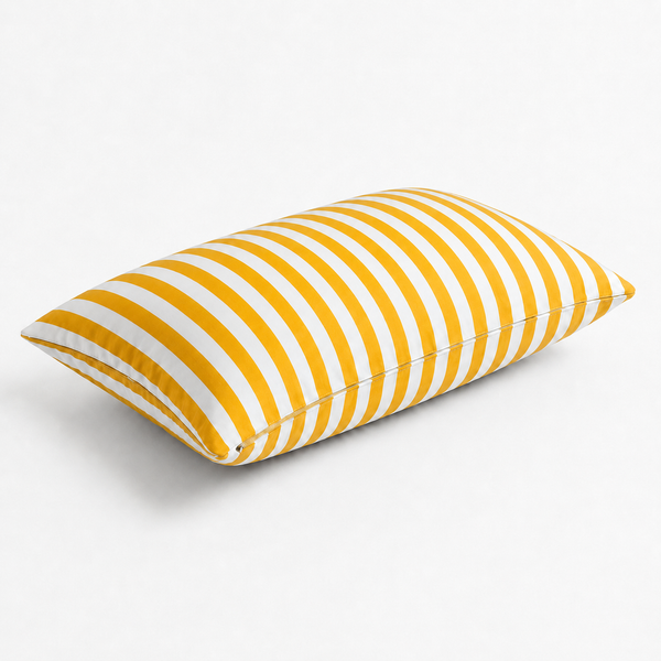 Lot de 2 Coussins d'Appoint Jardin 60x35 cm Rayure Jaune - Premium 270g Déhoussable
