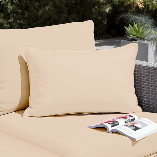 Coussin de décoration extérieur, déhoussable, lot de 2, 60x35cm - Beige - Deco-arts.fr