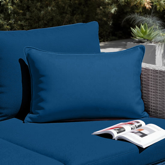 Coussin de décoration extérieur, déhoussable, lot de 2, 60x35cm - Bleu pétrole - Deco-arts.fr