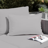 Coussin de décoration extérieur, déhoussable, lot de 2, 60x35cm - Gris galet - Deco-arts.fr