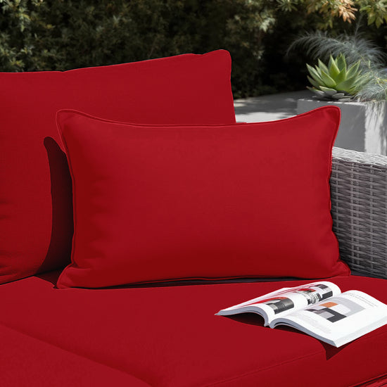 Coussin de décoration extérieur, déhoussable, lot de 2, 60x35cm - Rouge - Deco-arts.fr