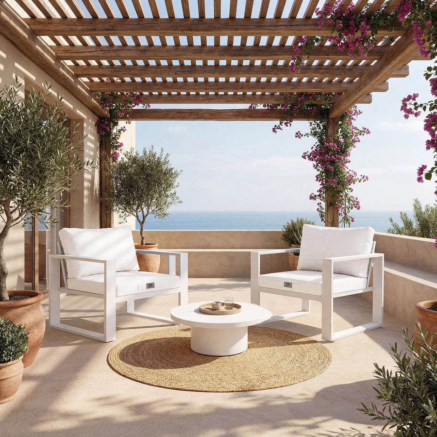 Ensemble Coussins Fauteuil 60x60 Blanc Cassé - vue principale