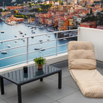 Coussin beige pour fauteuils et canapés, convertible 3 en 1 en fauteuil, lit 210x60 cm avec dossier réglable, Deco-arts.fr