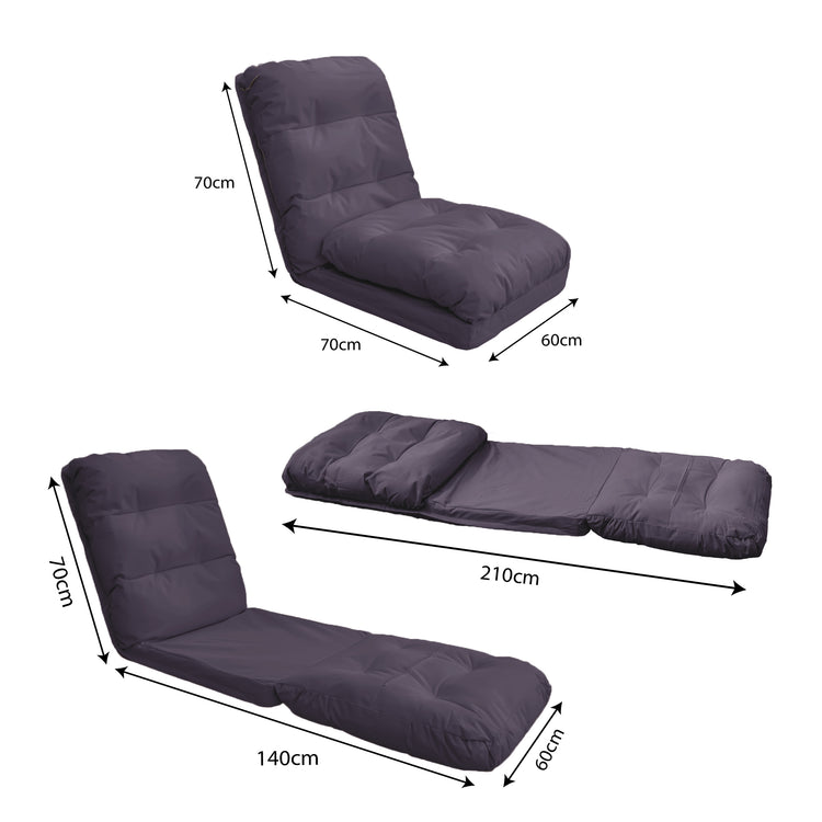 Fauteuil Convertible avec Dossier Réglable à 6 Positions Gris foncé - Deco-arts.fr