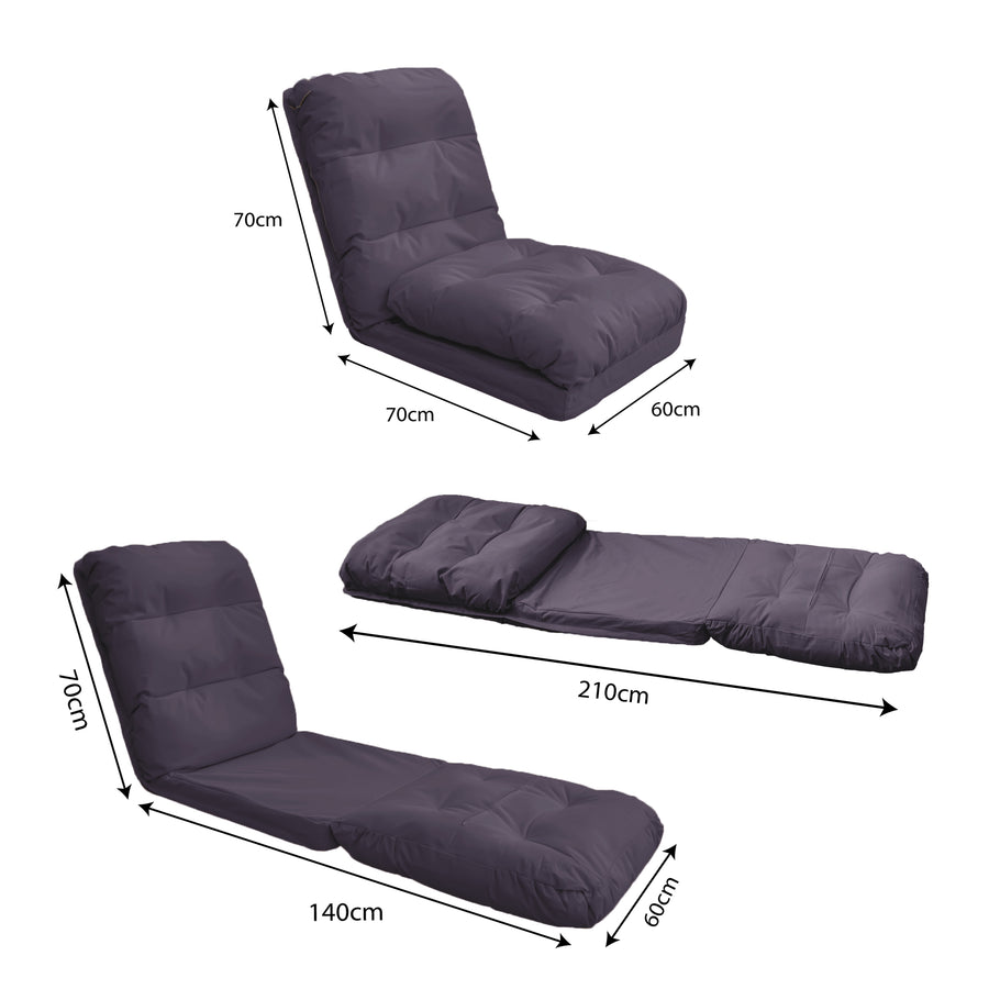 Sillón de Suelo Convertible Gris Oscuro – foto 4