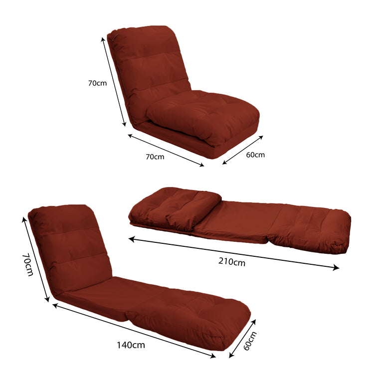 Fauteuil Convertible avec Dossier Réglable à 6 Positions Terracotta - Deco-arts.fr