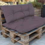 Coussins palette Gris Carbone pour fauteuils et canapés, kit assise et dossier, imperméable et anti-UV, deco-arts.fr