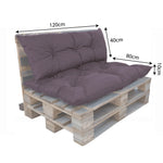 Coussins pour fauteuils et canapés Deco-arts.fr, palette 120x80 cm gris carbone, assise et dossier, imperméable et anti-UV.