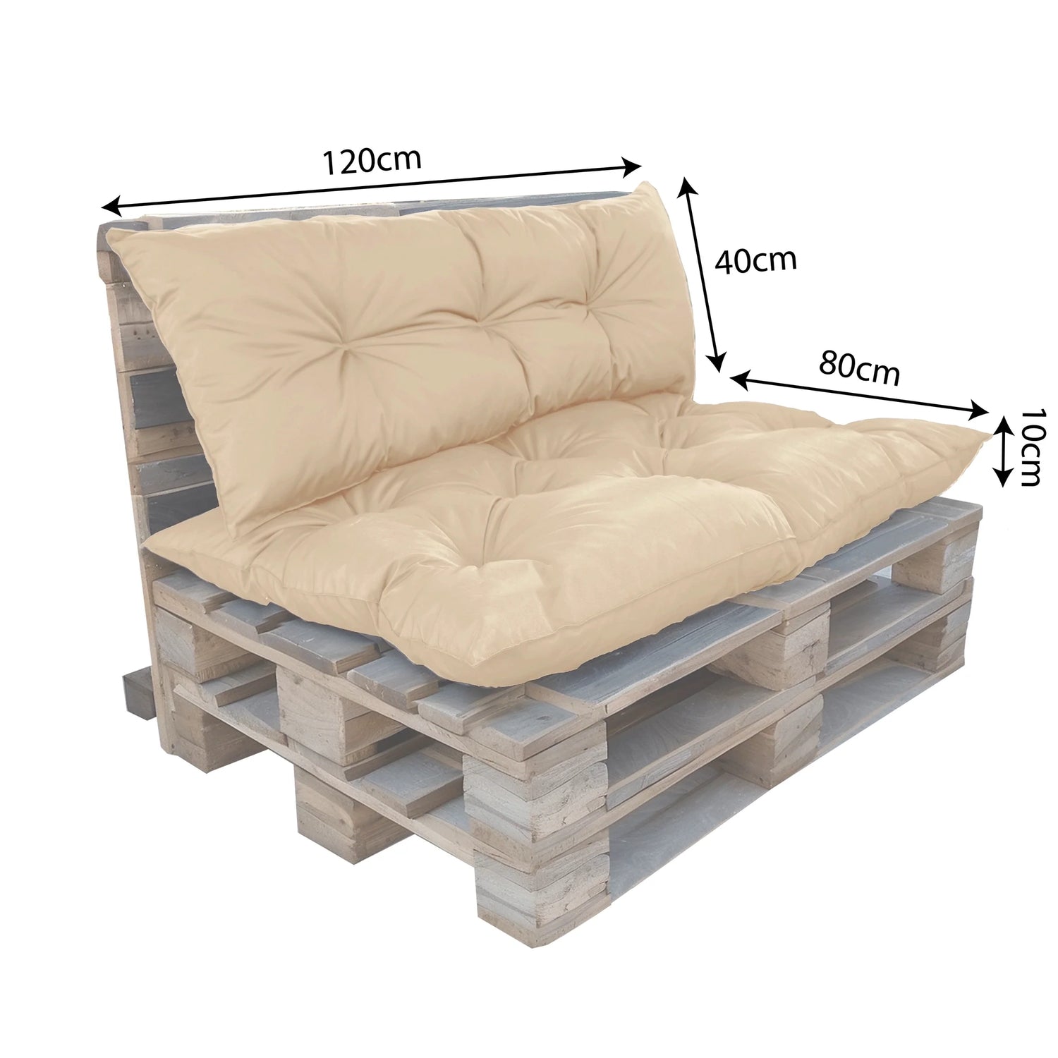Coussins pour Palette Imperméable & Anti-UV Essentiel 120x80 Beige - Deco-arts.fr