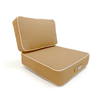 Ensemble de 2 coussins pour fauteuils et canapés, 60x60 cm, moka, épais 12 cm avec finition passepoil, Deco-arts.fr