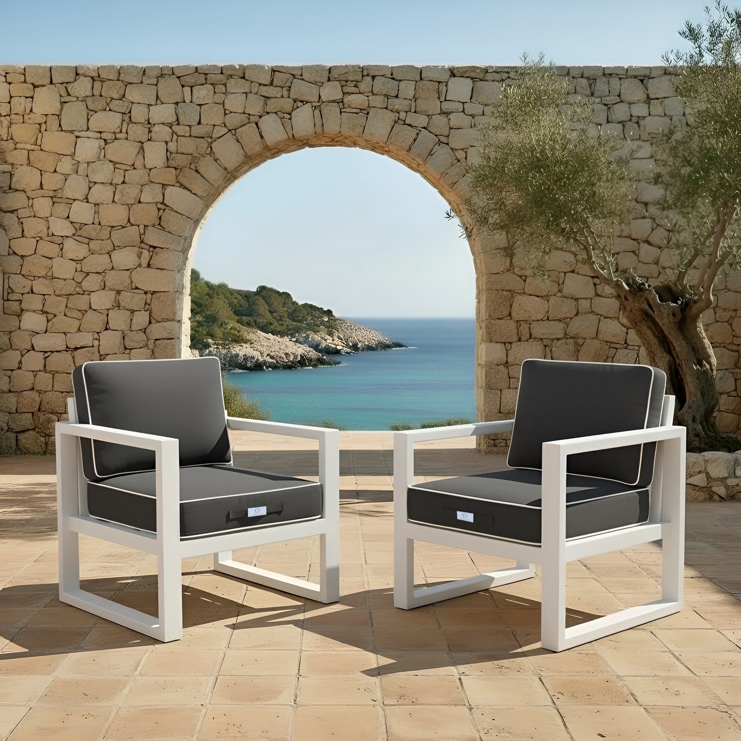 Coussins pour salon de jardin premium déhoussable 60x60cm - Gris foncé - Déco Arts