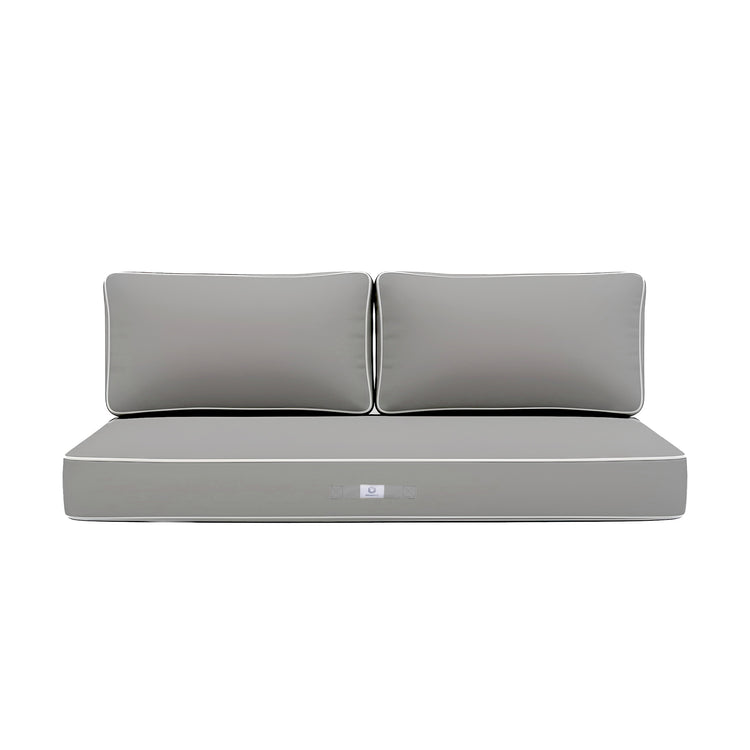 Coussins pour salon de jardin premium déhoussable 100x50cm - Gris clair - Déco Arts