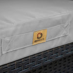 Coussins pour fauteuils et canapés de jardin, ensemble gris galet, déhoussables et anti-UV, pour salon extérieur.