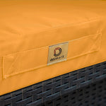 Ensemble de coussins pour salon jardin jaune 60x60 cm, déhoussables et anti-UV, pour fauteuils et canapés.