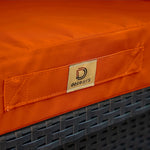 Ensemble de coussins de salon jardin orange 60x60cm, déhoussables et anti-UV pour fauteuils et canapés.