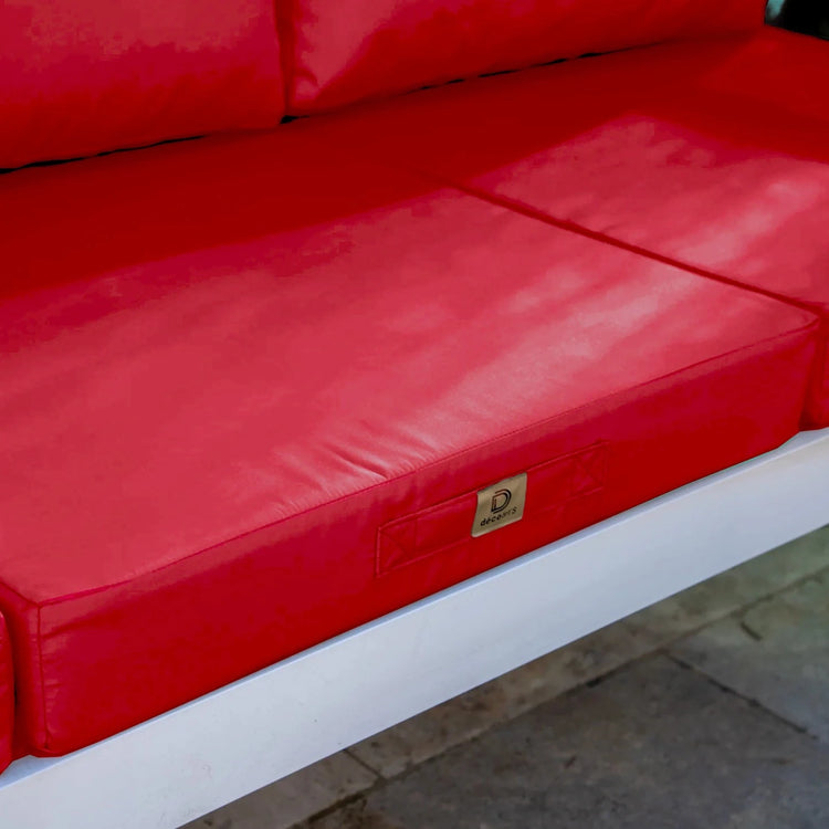 Coussins pour salon de jardin déhoussable 50x50cm rouge - Deco-arts.fr